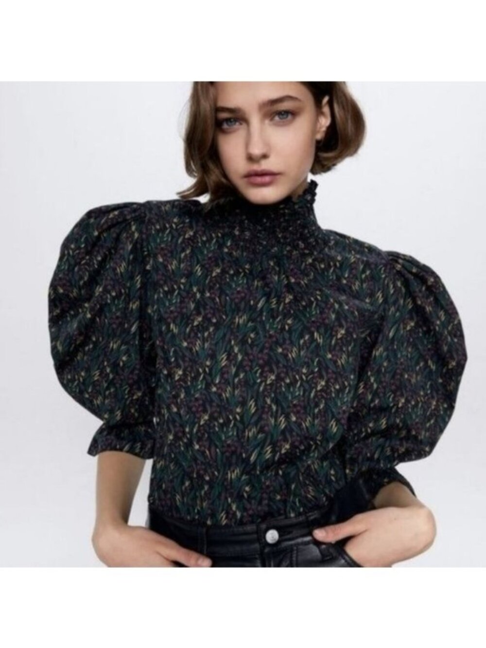 Zara Liberty Print Victorian Puff Sleeve Top XL